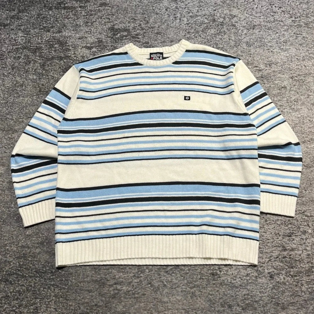 Vintage Southpole Sweater Crewneck Mens XXL White Blue Hip-Hop Y2K 2000s‎